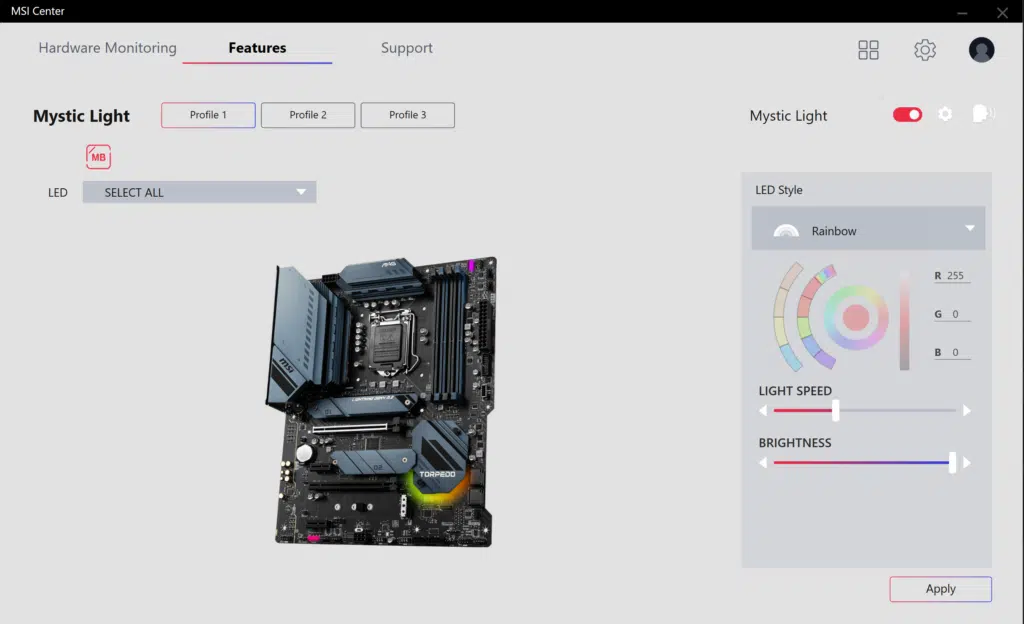 MSI MAG Z590 TORPEDO Motherboard MSI Center