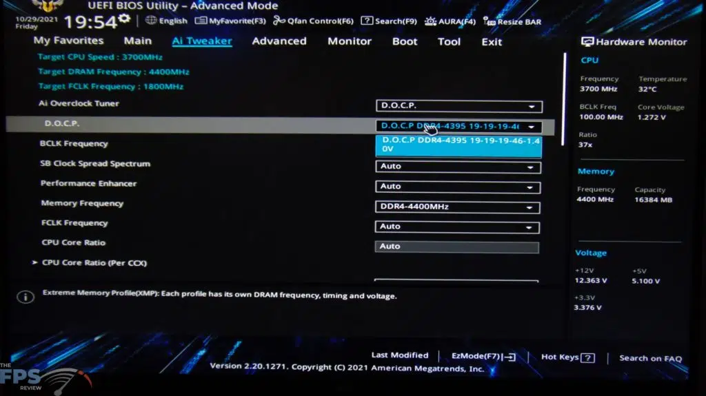 Crucial Ballistix MAX DDR4-4400 CL19 16GB RAM Kit BIOS DOCP 4400