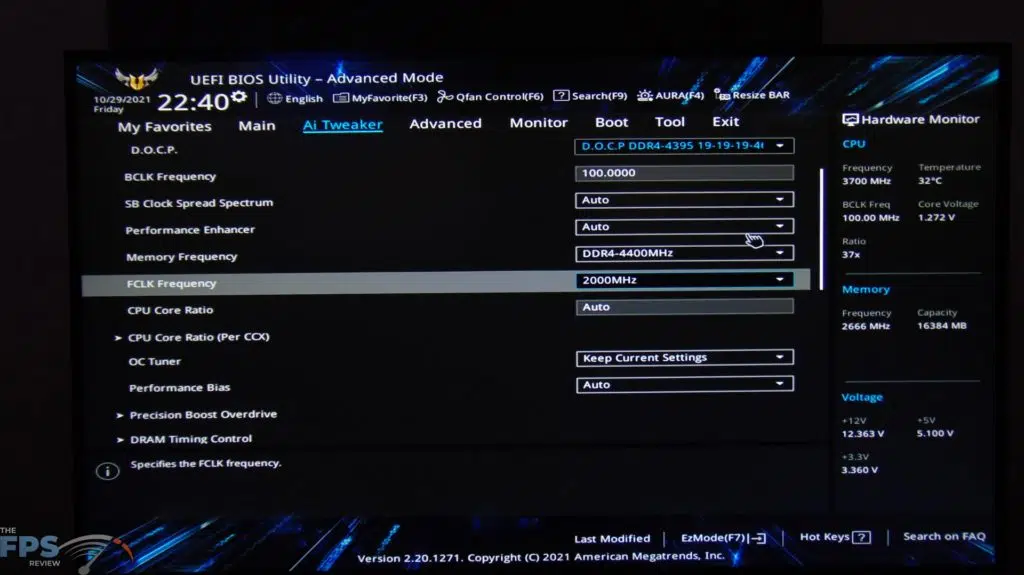 Crucial Ballistix MAX DDR4-4400 CL19 16GB RAM Kit BIOS Overclocking FCLK
