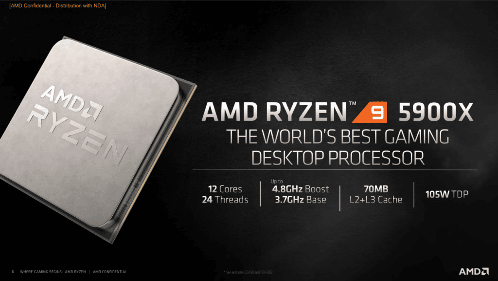 AMD Ryzen 9 5900X spec slide