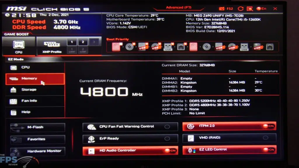 MSI MEG Z690 UNIFY BIOS