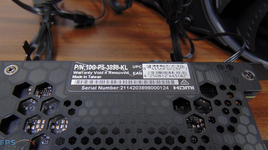 EVGA GeForce RTX 3080 FTW3 ULTRA HYBRID GAMING Video Card Label