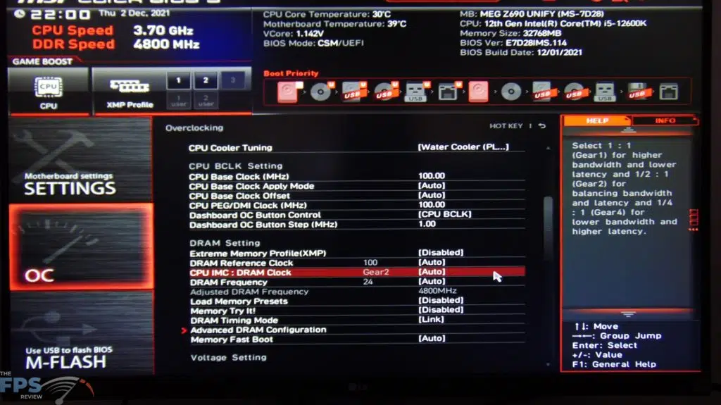 MSI MEG Z690 UNIFY BIOS
