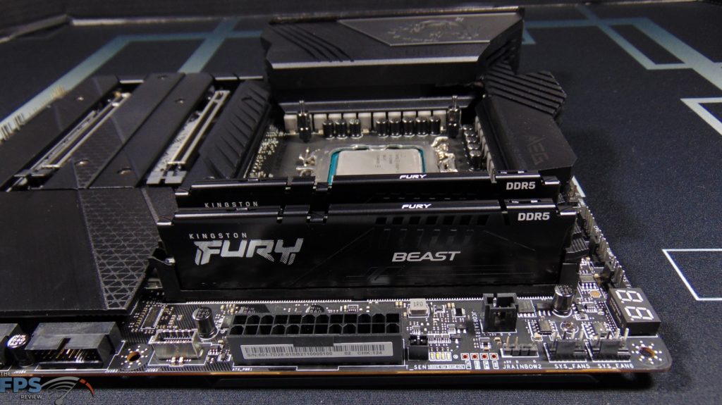 MSI MEG Z690 UNIFY Motherboard Closeup of Kingston FURY Beast DDR5 memory