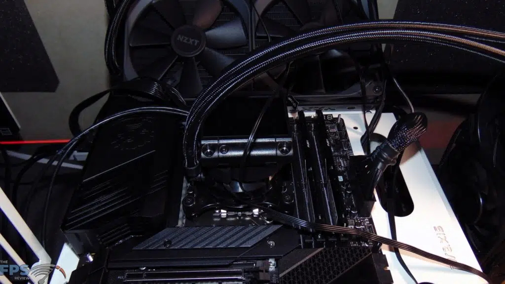 MSI MEG Z690 UNIFY Motherboard Closeup of MSI MEG Coreliquid S360 AIO Cooler installed