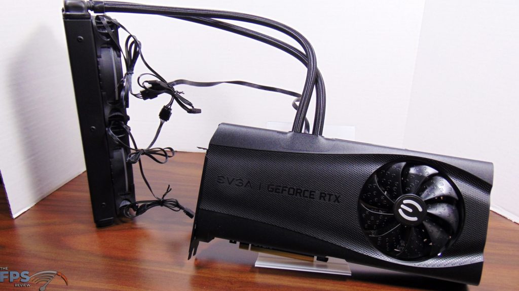 EVGA GeForce RTX 3080 FTW3 ULTRA HYBRID GAMING Video Card and Radiator Front View