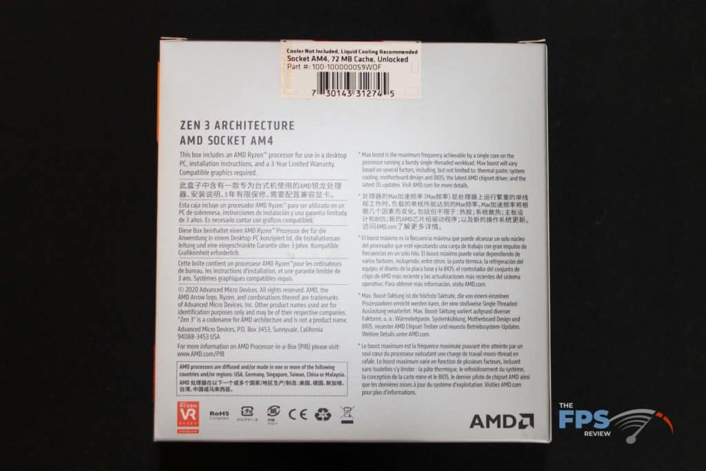 AMD Ryzen 9 5950X Box Back