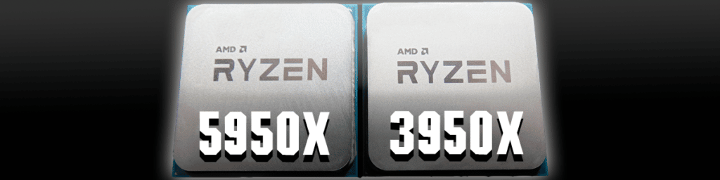 AMD Ryzen 9 5950X CPU side by side AMD Ryzen 9 3950X CPU