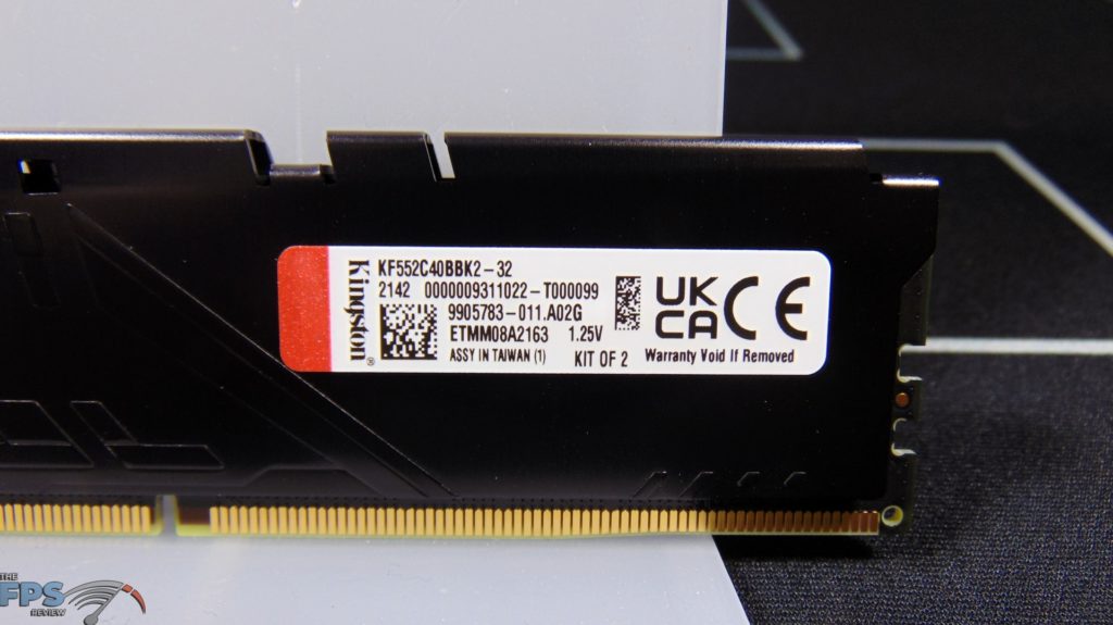 Kingston Fury Beast DDR5 5200MHz 32GB RAM closeup of label on RAM