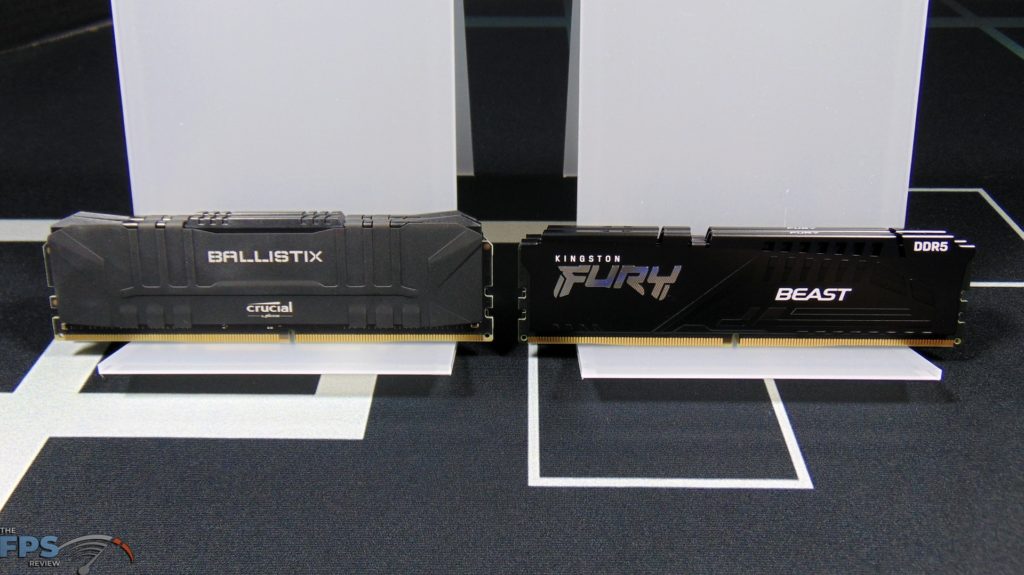 Crucial Ballistix DDR4 next to Kingston Fury Beast DDR5