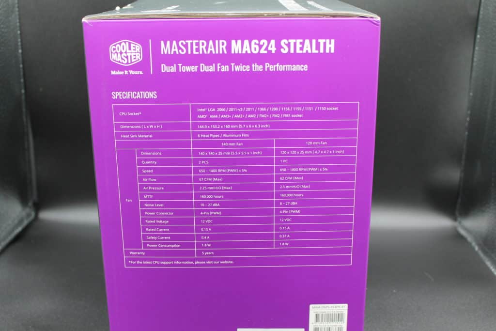 Cooler Master MasterAir MA624 Stealth box left side view
