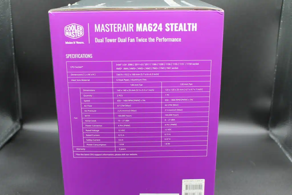 Cooler Master MasterAir MA624 Stealth box left side view
