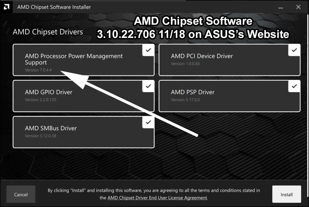 AMD Chipset Drivers Version from ASUS with Updated Power Plan