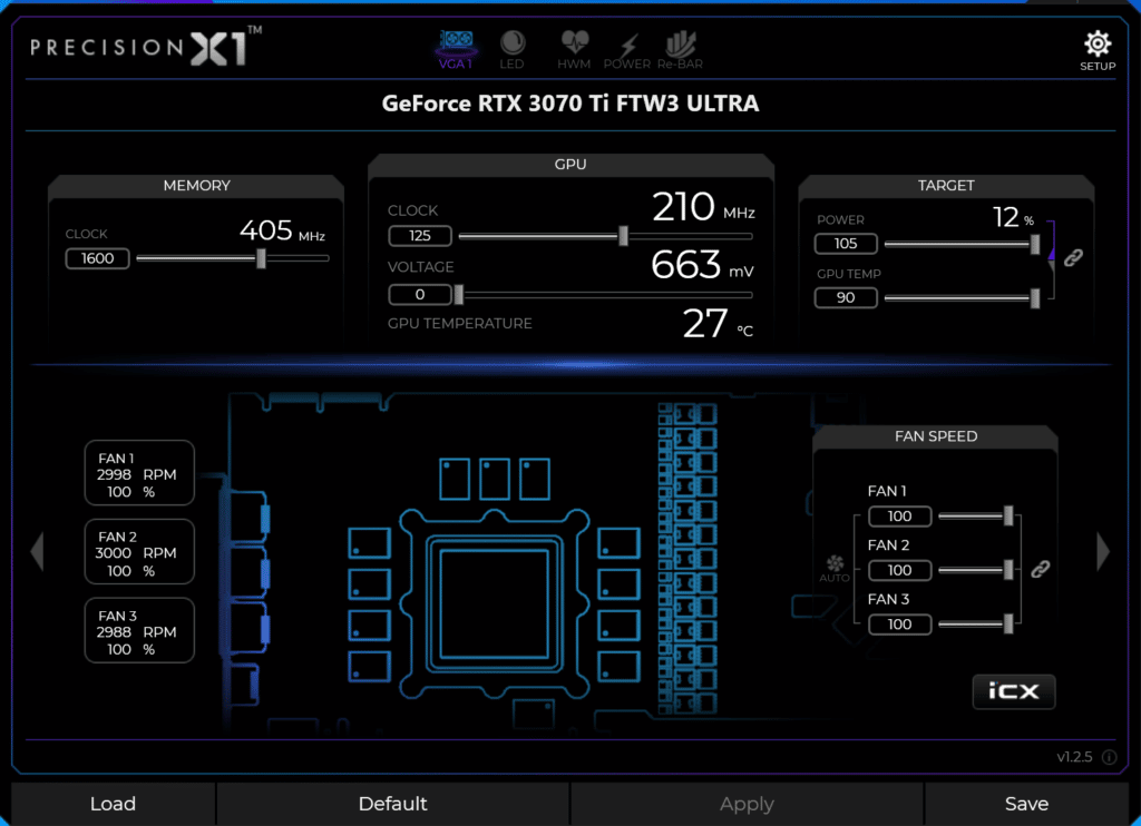 EVGA GeForce RTX 3070 Ti FTW3 ULTRA GAMING Precision X overclocking