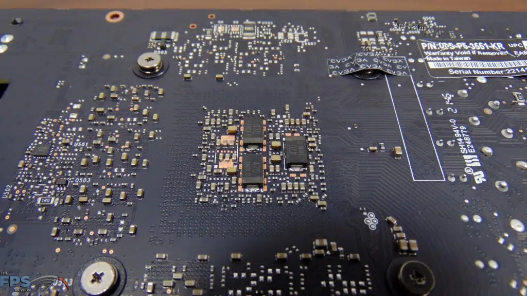 EVGA GeForce RTX 3050 XC BLACK GAMING video card back of GPU