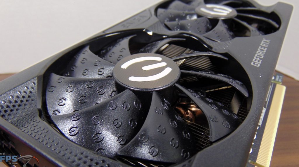 EVGA GeForce RTX 3050 XC BLACK GAMING video card closeup of fans