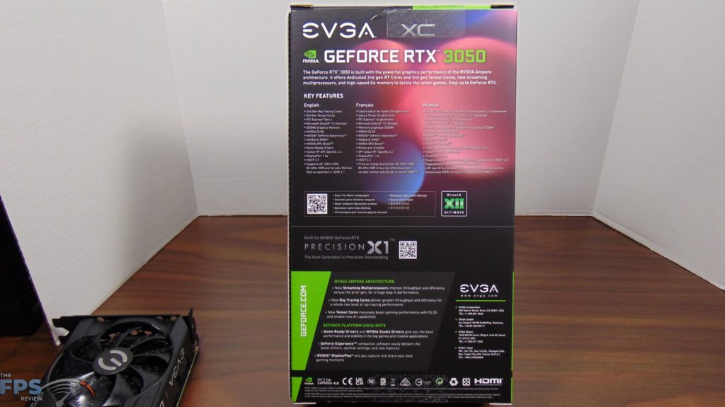 EVGA GeForce RTX 3050 XC BLACK GAMING box back