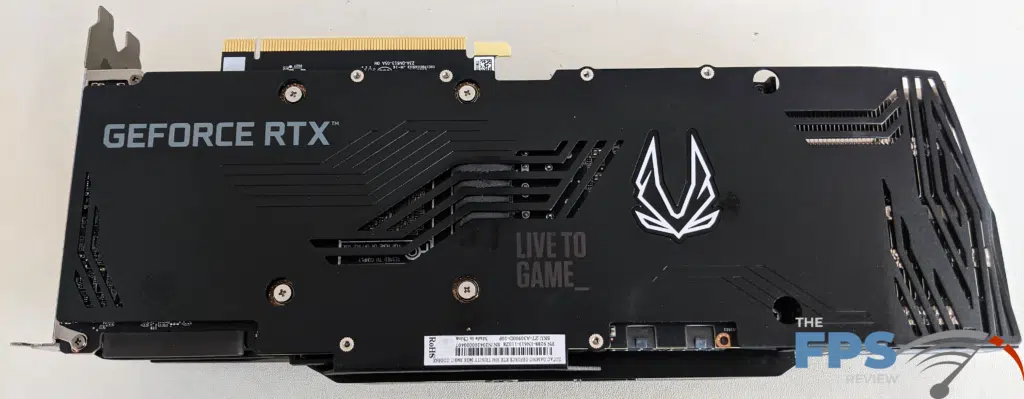 ZOTAC GAMING GeForce RTX 3090 Trinity Back of Video Card