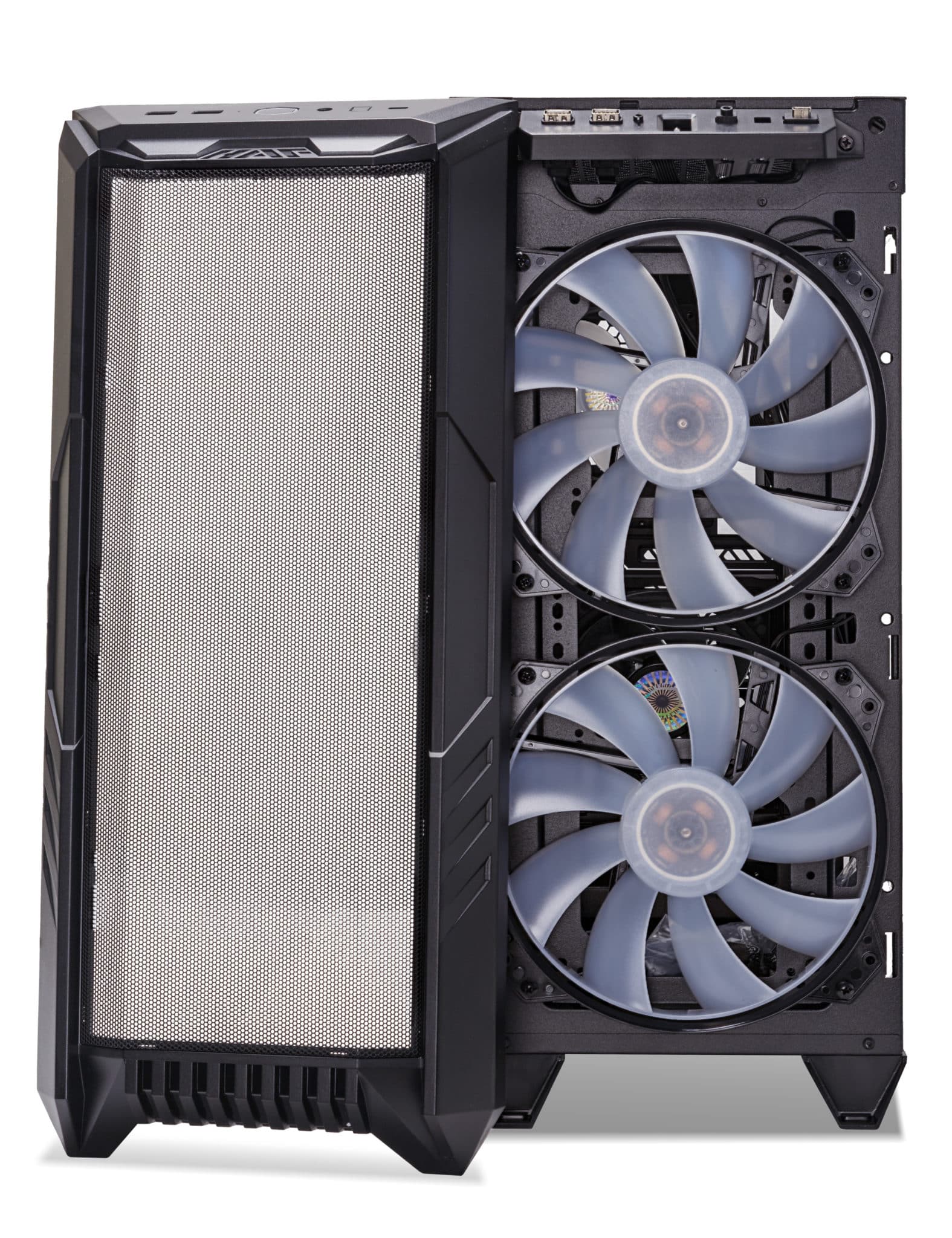 Cooler Master HAF 500 Case Front View with Mesh Panel Off