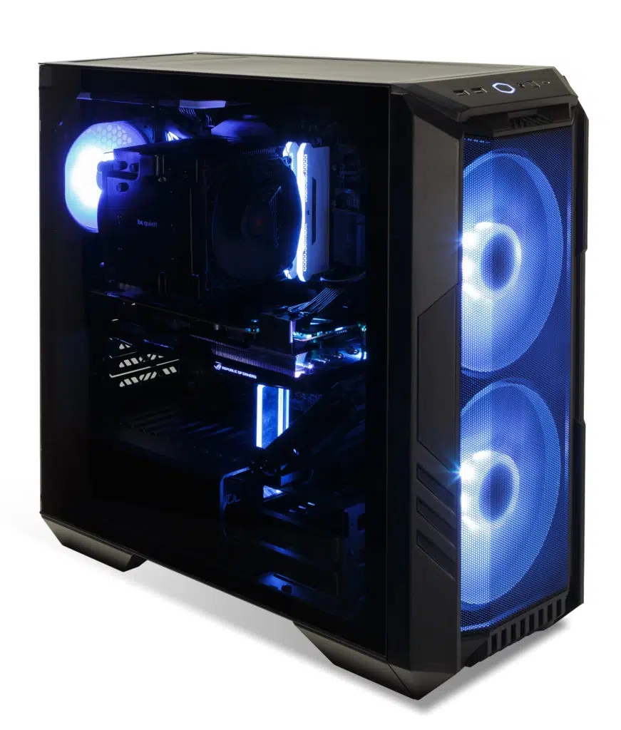 Cooler Master HAF 500 Case Angled View Full System Installation Lit Up