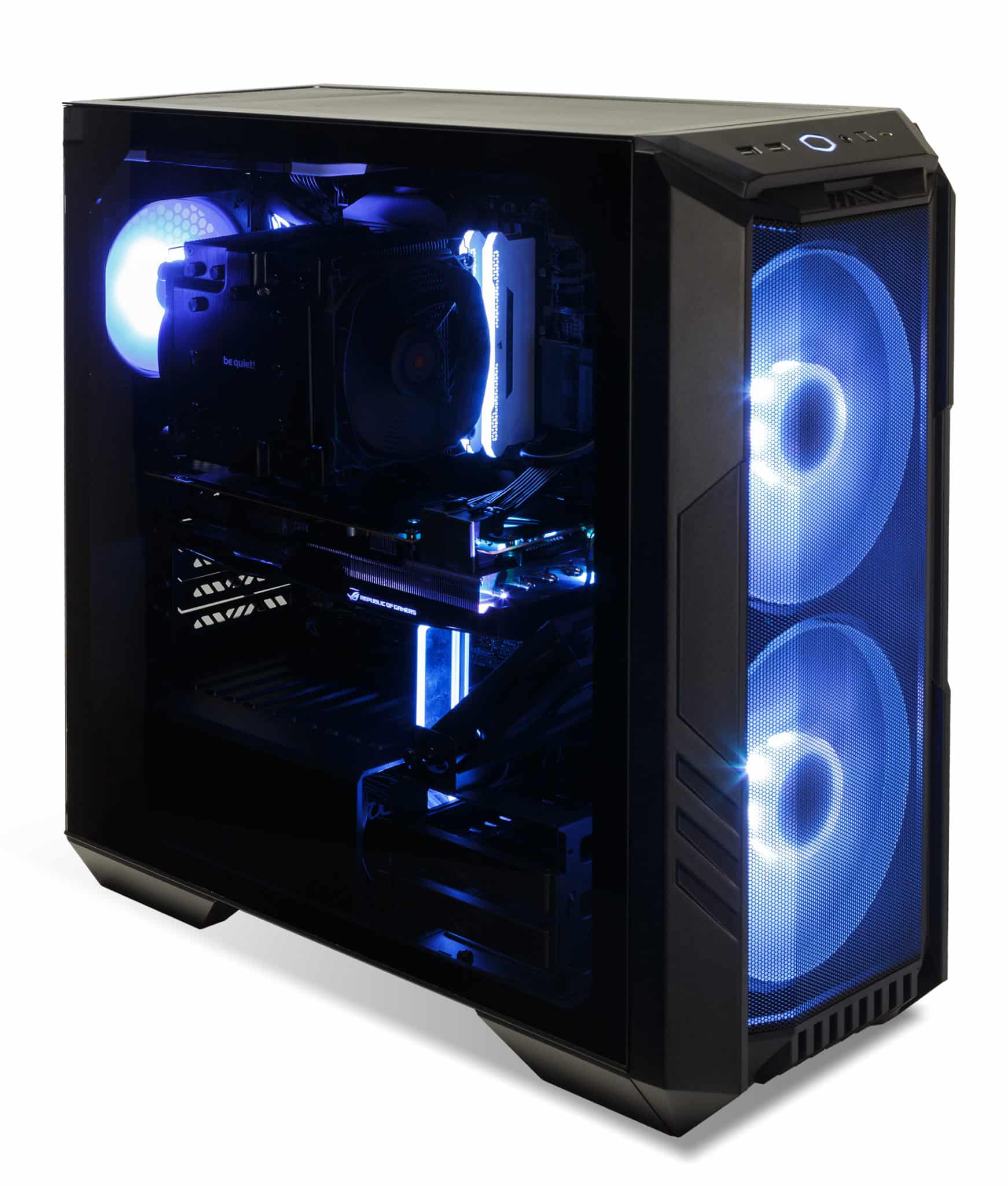  Cooler Master HAF 500 White PC Case: Mid-Tower, 2 x 200mm  Pre-Installed ARGB Fans for High-Volume Airflow, Rotatable 120mm GPU Fan,  Versatile Options, Tempered Glass Side Panel, Removeable Top : Electronics