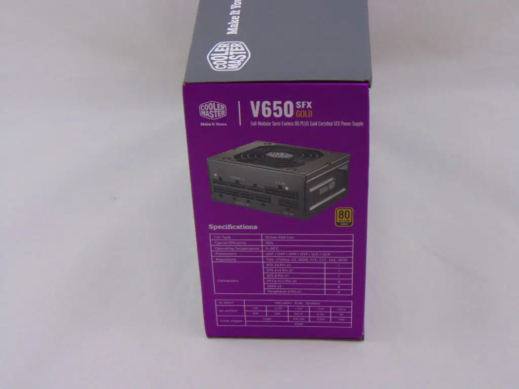 Cooler Master V650 SFX GOLD box side