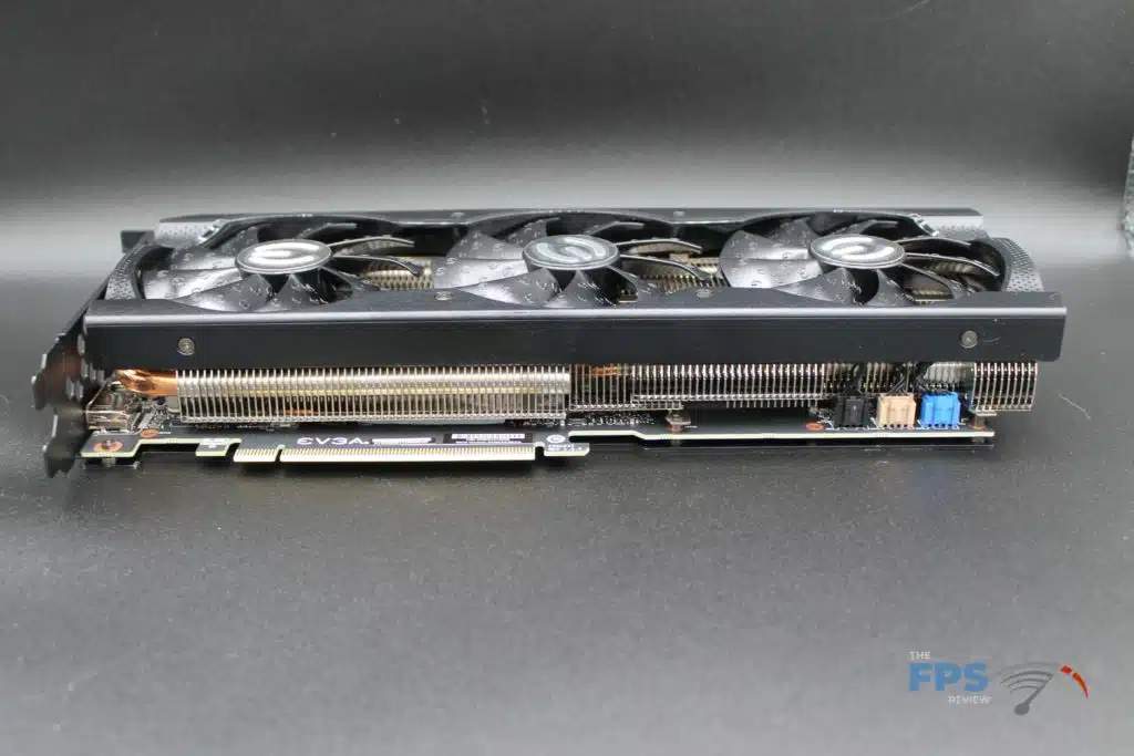 EVGA GeForce RTX 3070 Ti XC3 ULTRA GAMING laying down pcie view