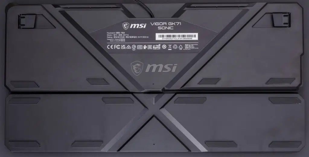 MSI Vigor GK71 Sonic Underside with Cable Channels