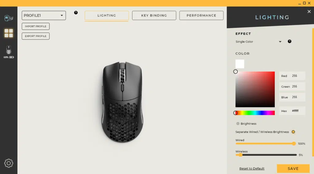 Glorious Model O- Wireless Lighting Tab