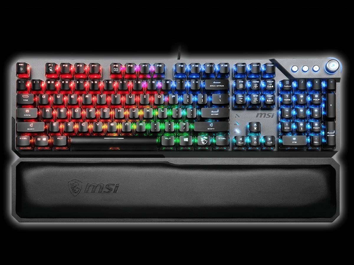 MSI VIGOR GK71 SONIC Gaming Keyboard Top View RGB Lit Up