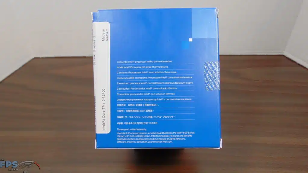 Intel Core i5-12400 CPU Box Back