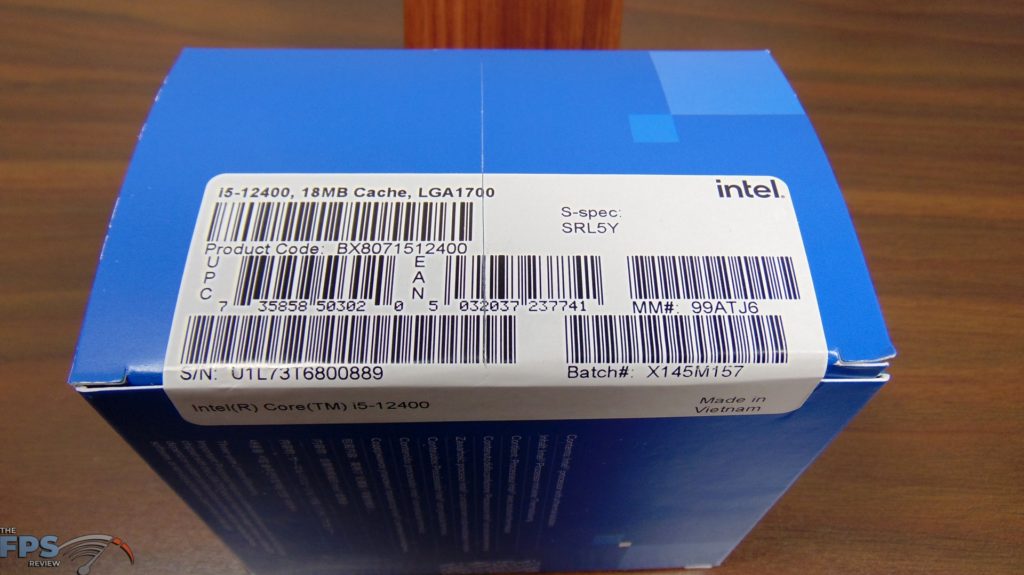 Intel Core i5-12400 CPU Box Label