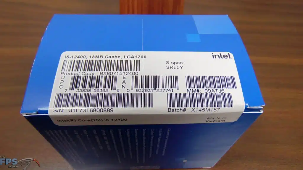 Intel Core i5-12400 CPU Box Label