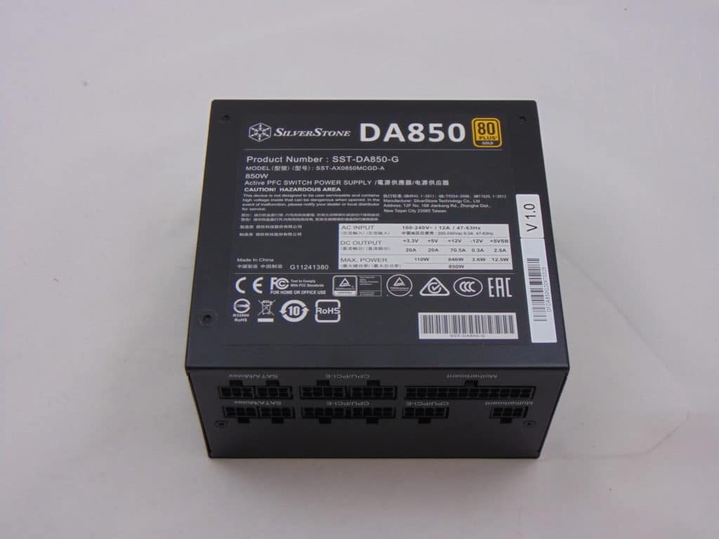 SilverStone DA850 Gold power label