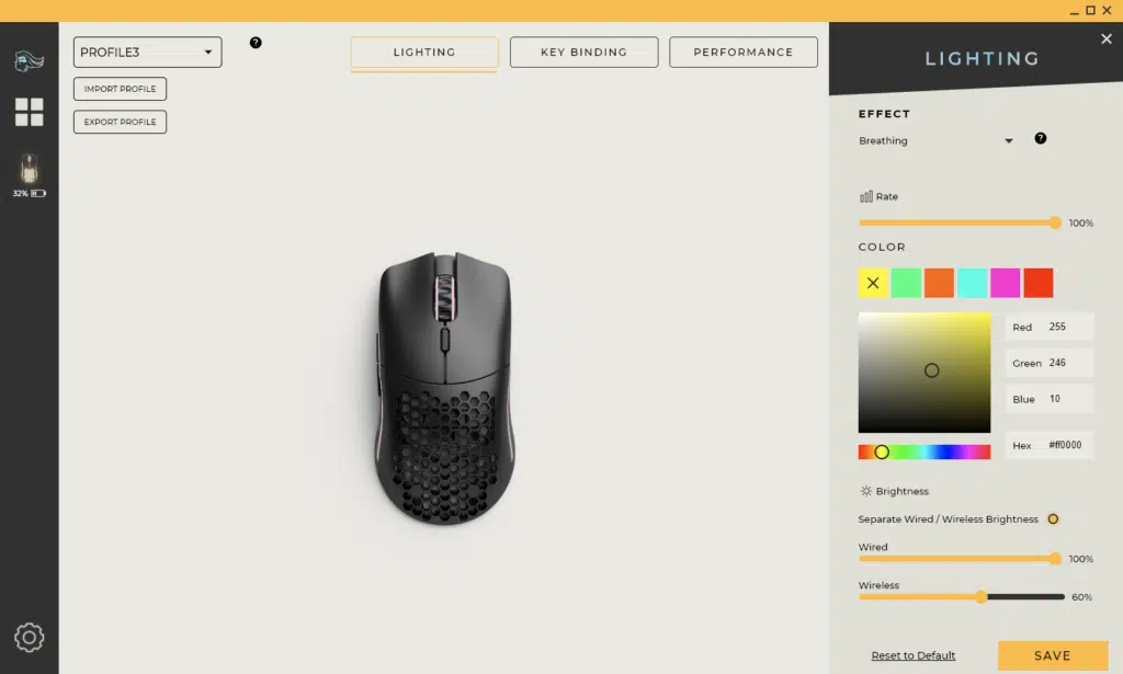 Glorious Model O- Wireless Lighting Breathing
