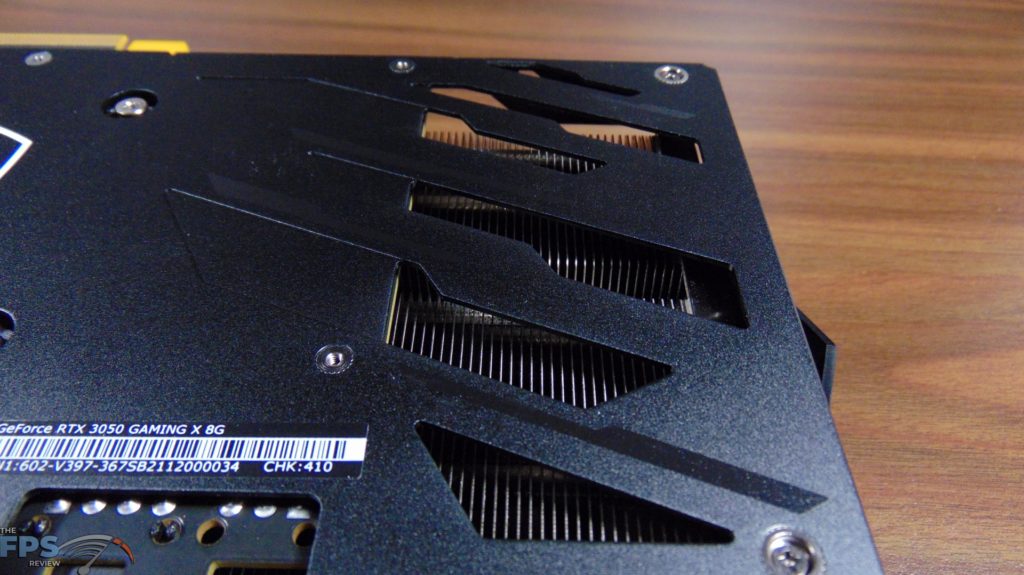 MSI GeForce RTX 3050 GAMING X Video Card Closeup of Pass Through Venting