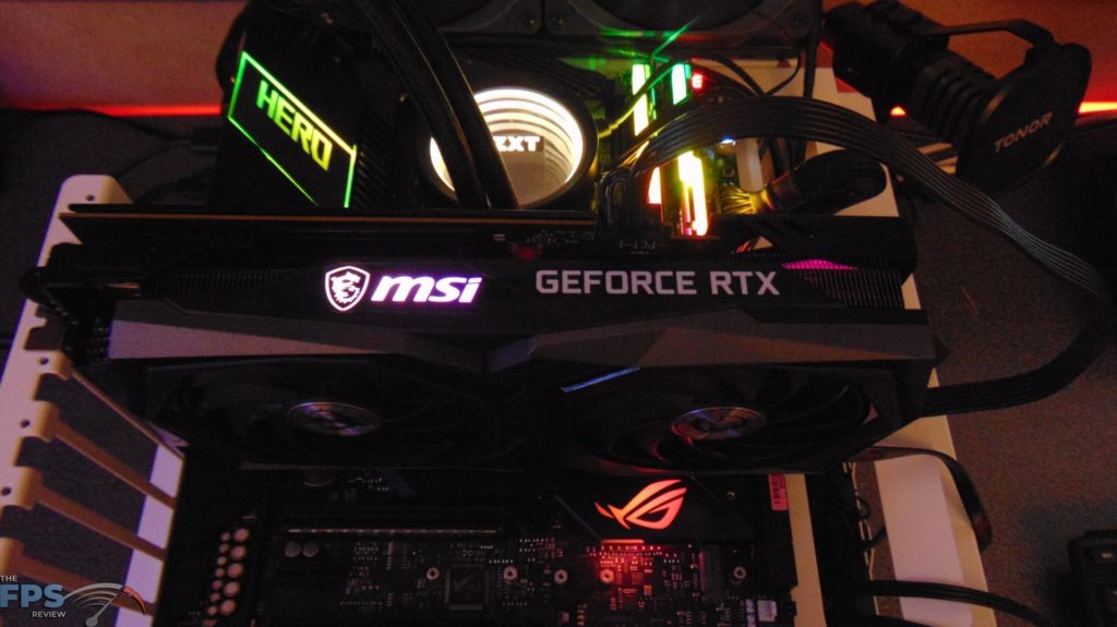 MSI GeForce RTX 3050 GAMING X Video Card Installed in Computer Top View RGB