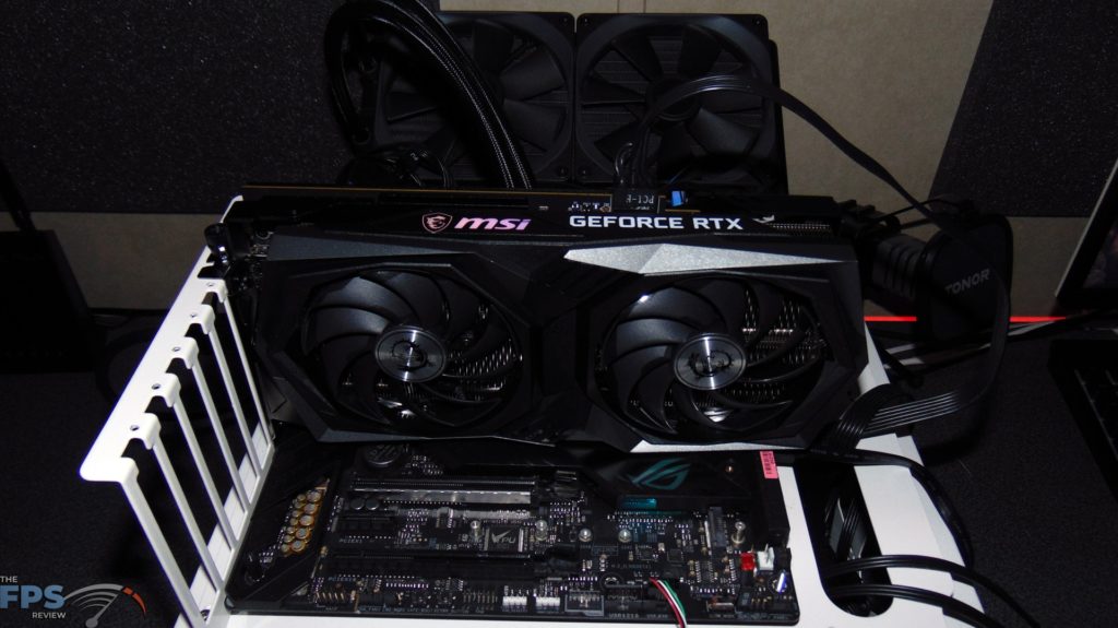 MSI GeForce RTX 3050 GAMING X Video Card Installed in Computer Front View 