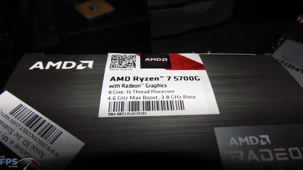 AMD Ryzen 7 5700G Box Top Label