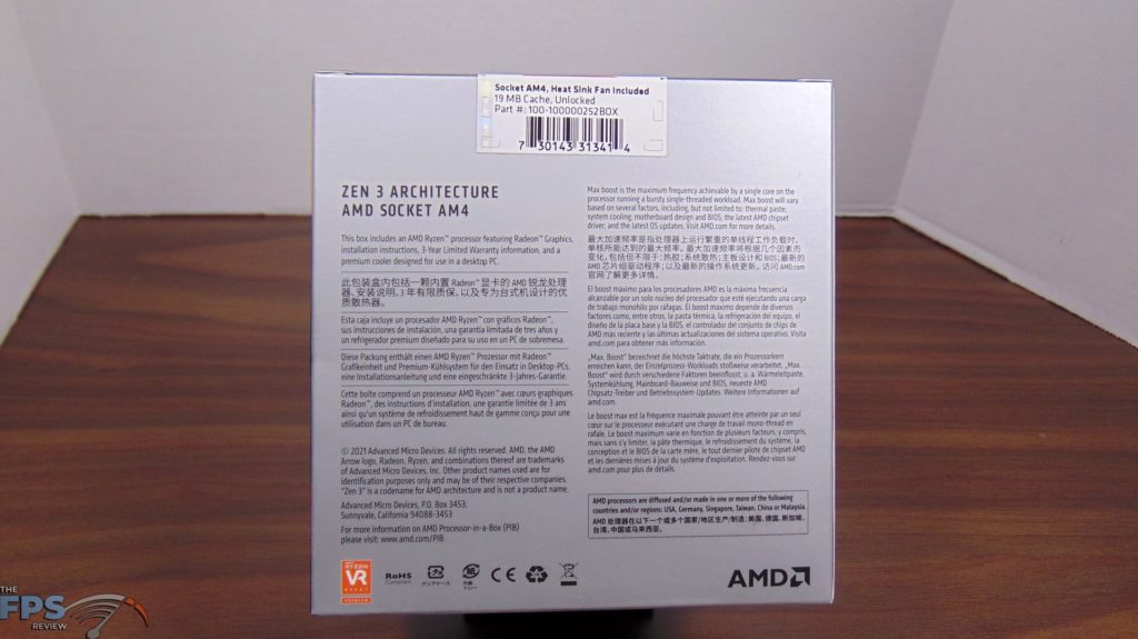 AMD Ryzen 5 5600G Box Back