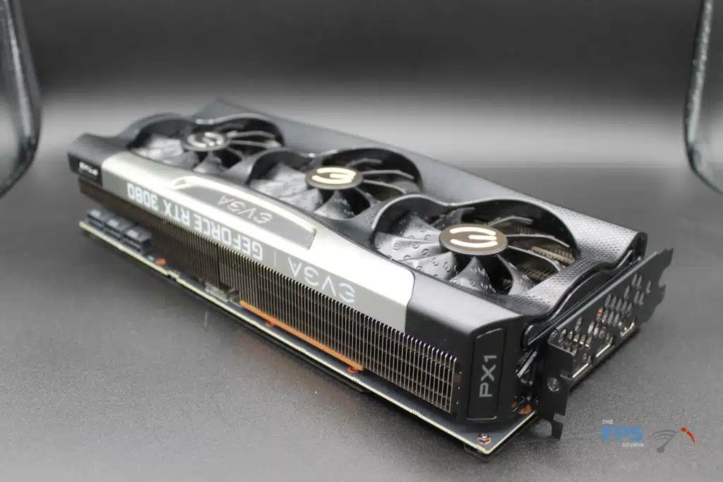 EVGA GeForce RTX 3080 12GB FTW3 ULTRA GAMING laying flat at angle