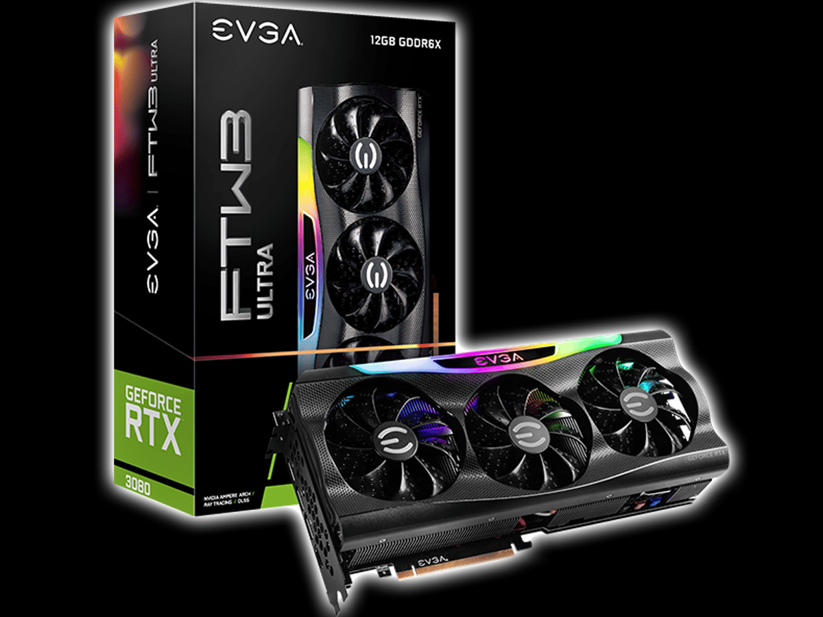 EVGA GeForce RTX 3080 12GB FTW3 ULTRA GAMING video card and box