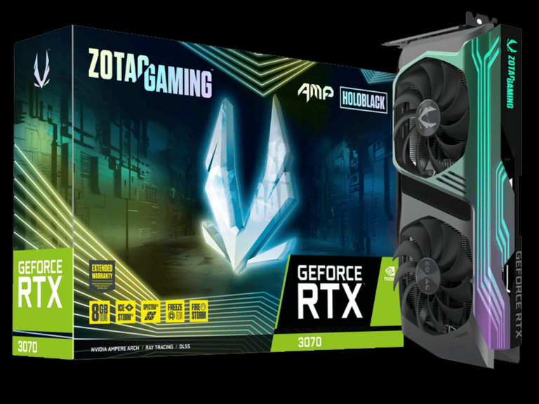ZOTAC GAMING GeForce RTX 3070 AMP Holo LHR Video Card and Box