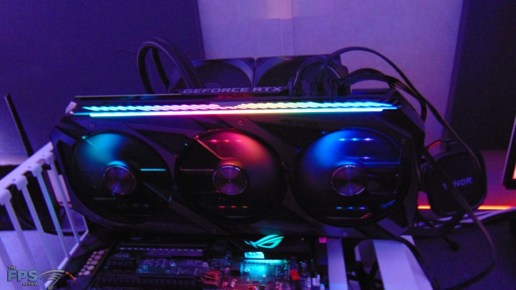 ASUS ROG STRIX GeForce RTX 3080 Ti O12G GAMING video card top view with rgb