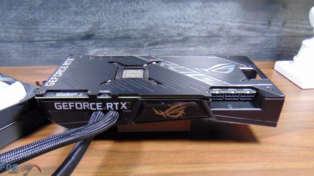 ASUS ROG STRIX LC RTX 3080 Ti O12G GAMING video card upside down bottom view turned around