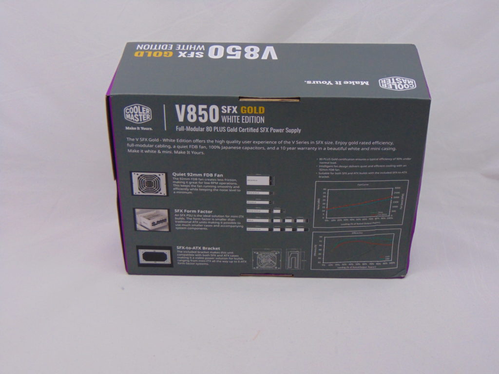 Cooler Master V850 SFX Gold WHITE Edition 850W Power Supply Box Back