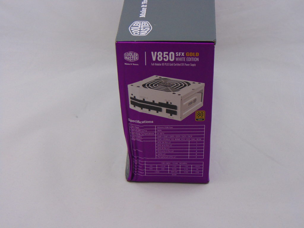 Cooler Master V850 SFX Gold WHITE Edition 850W Power Supply Box Side