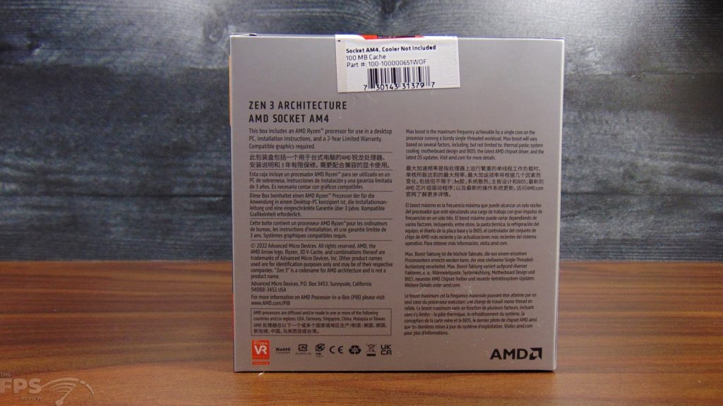 AMD Ryzen 7 5800X3D Box Back
