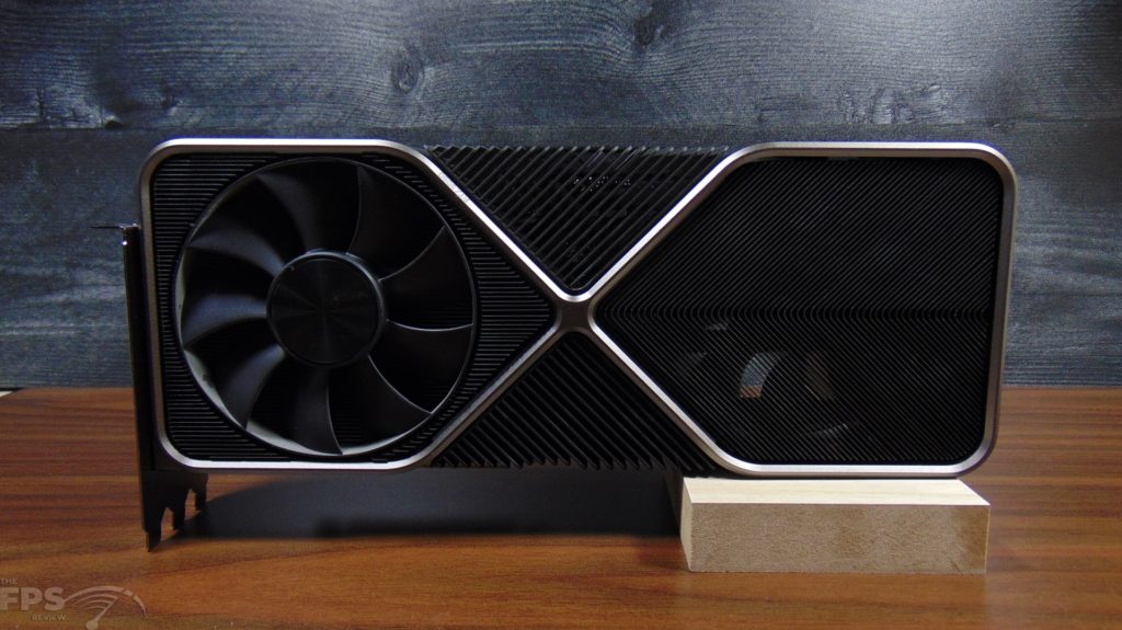 NVIDIA GeForce RTX 3090 Founders Edition Video Card Front View Standing Up on Table