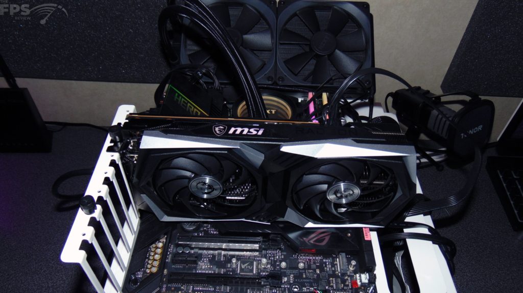 MSI Radeon RX 6650 XT GAMING X 8G Video Card Installed in Computer Top View RGB